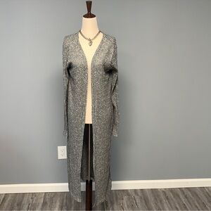 Elegant Heather Gray Long Cardigan